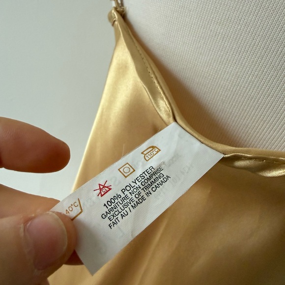 Vintage Victoria Steven’s Gold Slip Dress • Satin Lace Nightgown • Size Large - Picture 8 of 9